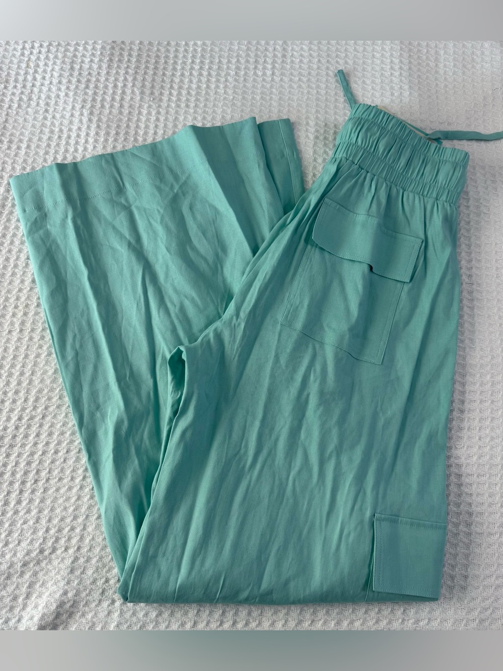NWT SHORE Linen pants Pastel Turquose - Picture 3 of 6